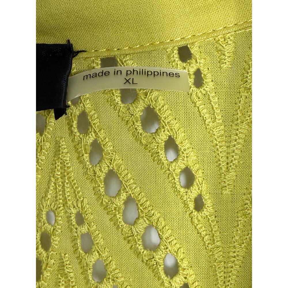 Natori lime wasabi green 100% cotton eyelet shirtdress lined relaxed fit, SzXL - Picture 8 of 15
